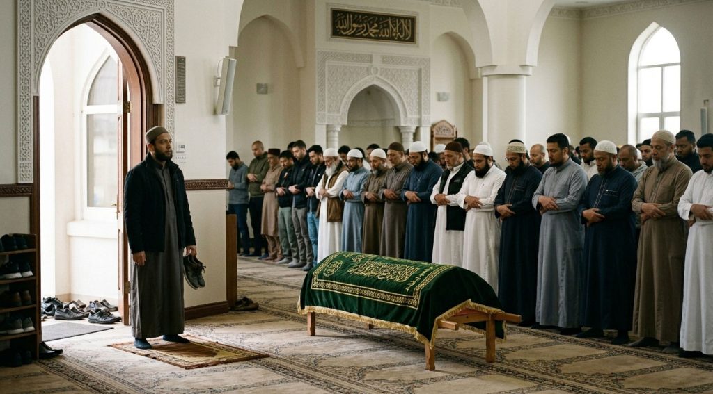 When arriving at the mosque during a janāzah prayer